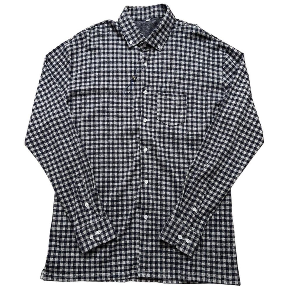 State & Liberty Shirt Mens Size 3XL Long Sleeve Flannel Stretch Check Gray NEW